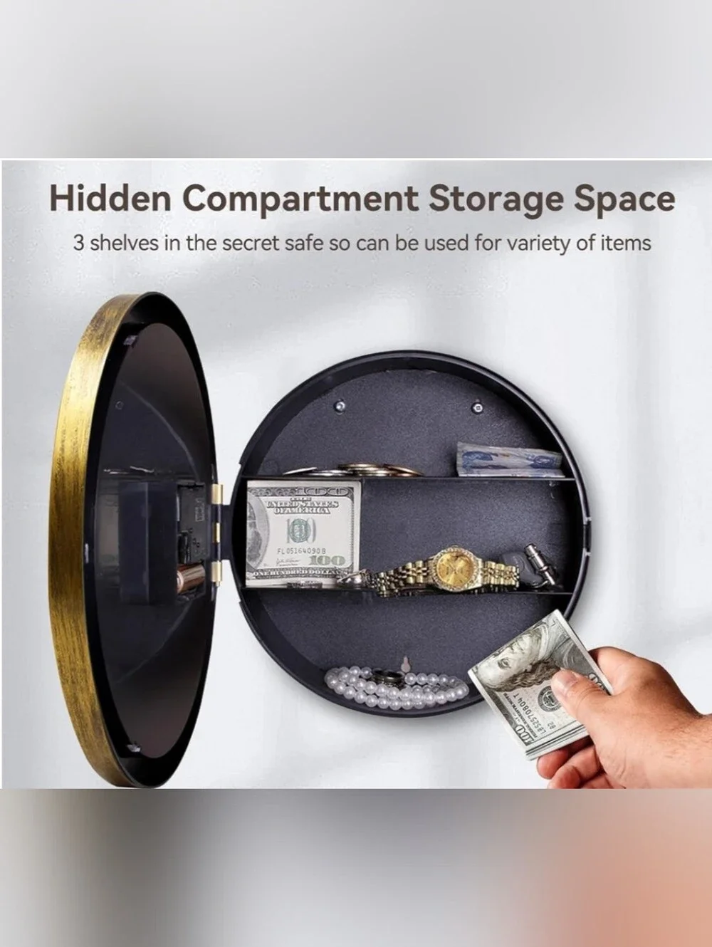 10 Inch Wall Clock Built-in Money Safe Box Hidden Security Compartment NWOT
